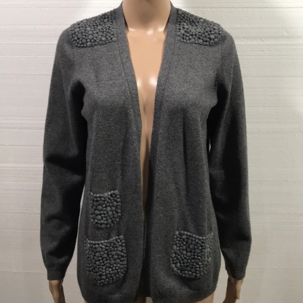 AKRIS Punto wool/viscose/cashmere gray cardigan